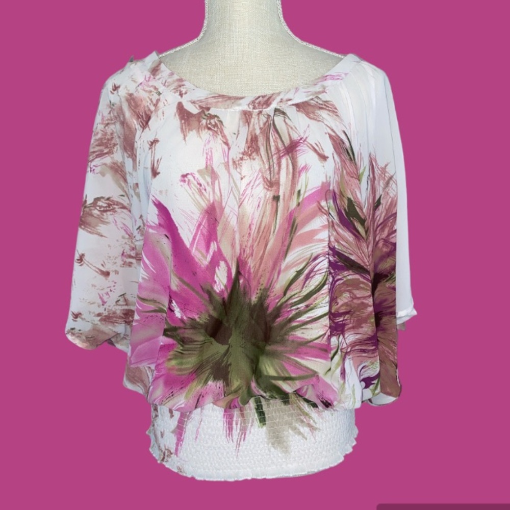 Unique Spectrum Smocked Floral Blouse
